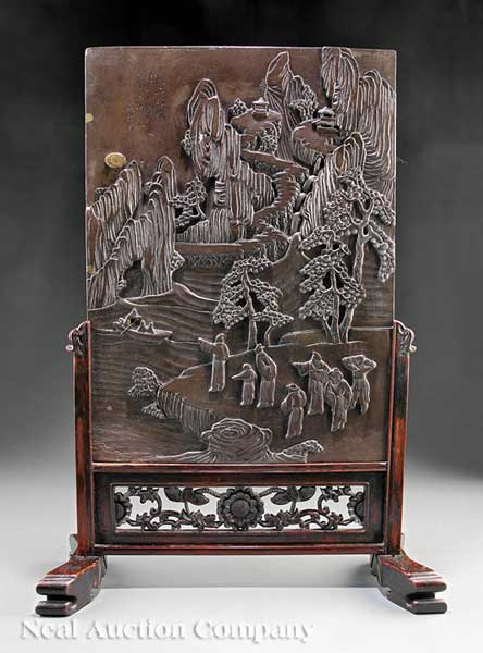 A Chinese Duan Stone Table Screen