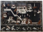 A CHINESE EIGHT FOLD FLOOR SCR