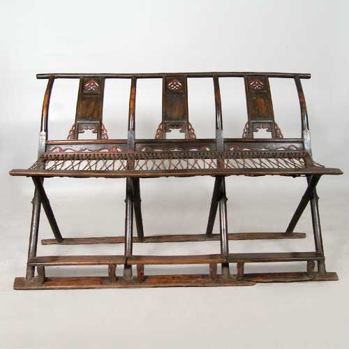 A Chinese Elm Folding Three-Seat