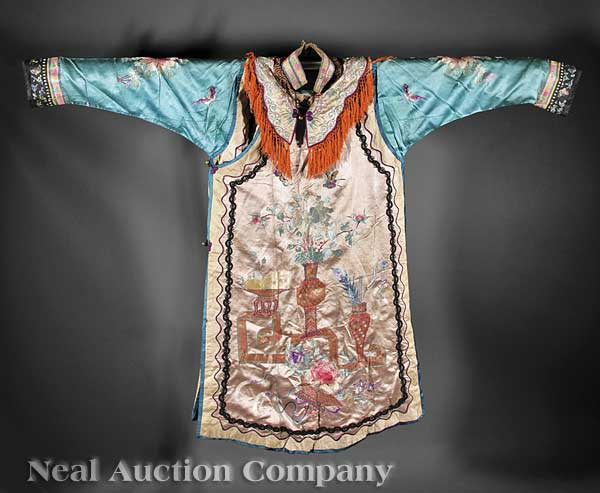 A Chinese Embroidered Silk Folk