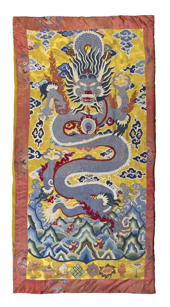 A Chinese Embroidered Silk Panel