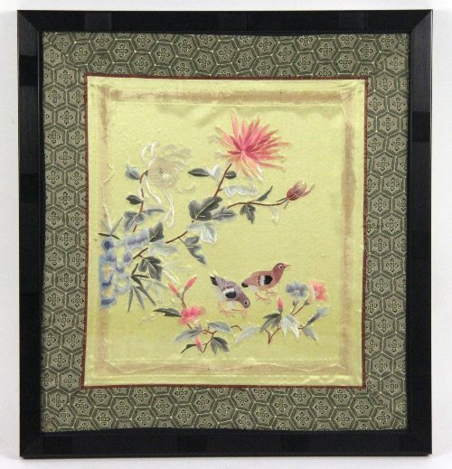 A Chinese embroidered silk
