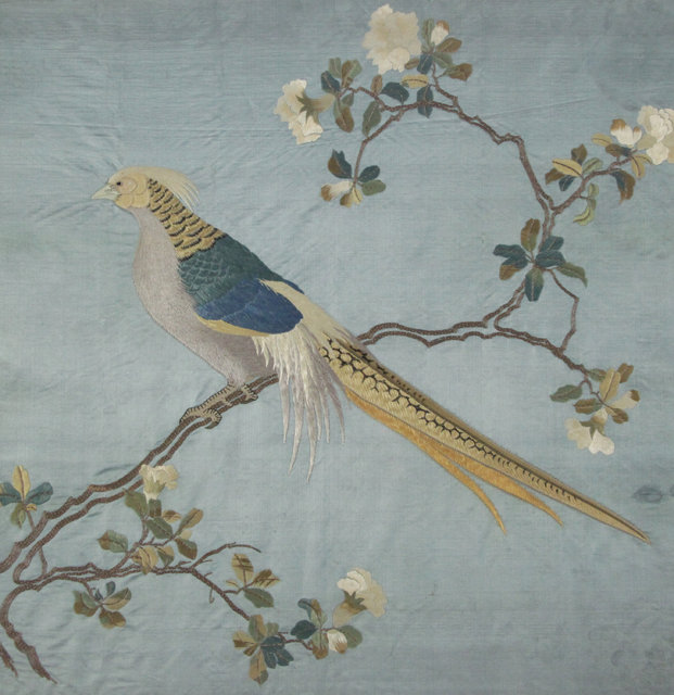 A Chinese embroidered silk