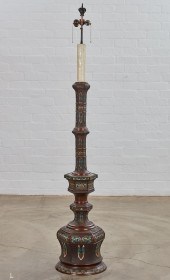 A CHINESE ENAMEL AND BRONZE FL