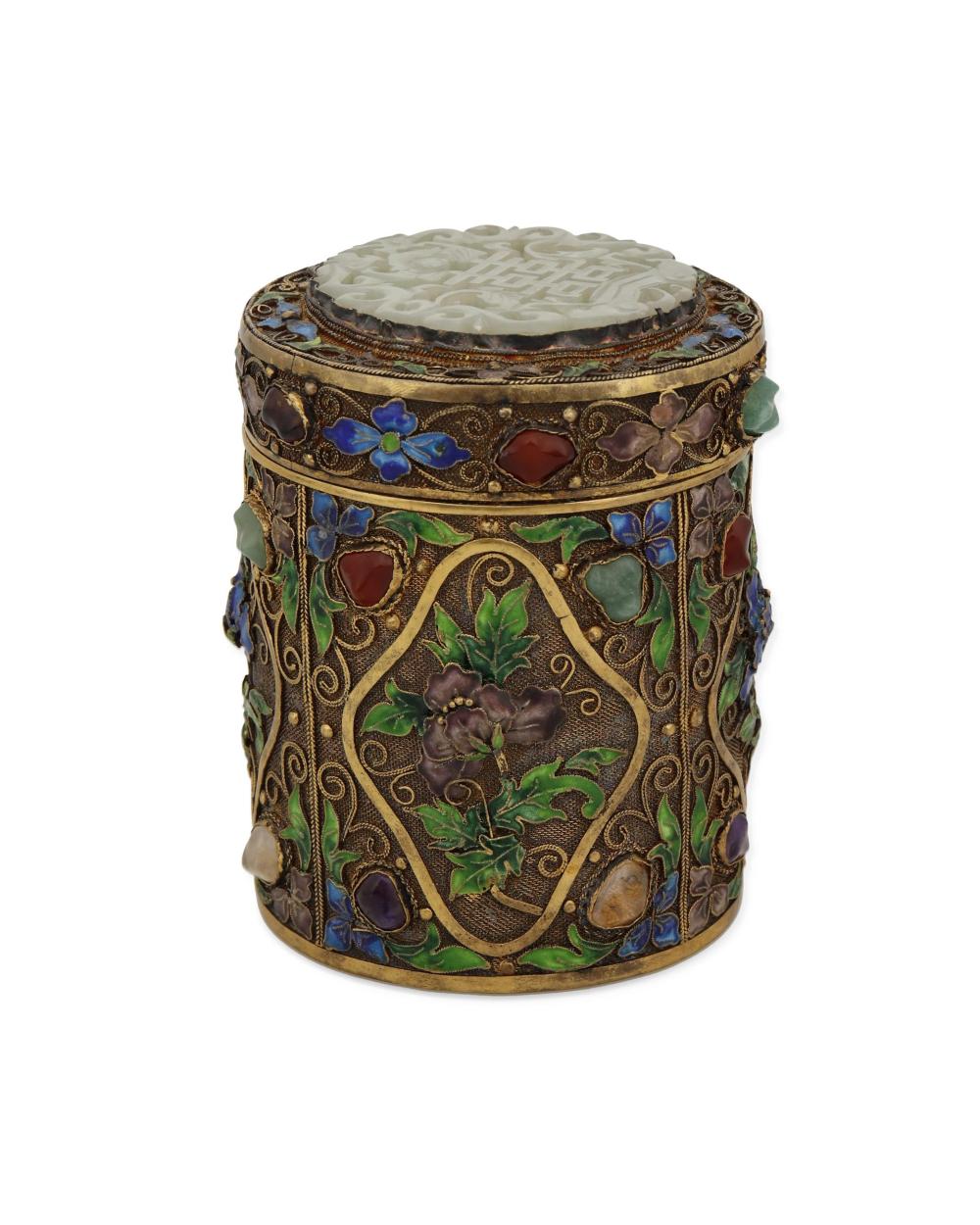 A CHINESE ENAMELED AND JEWELED