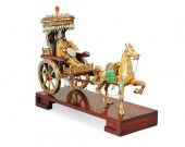 A CHINESE ENAMELED BRASS SCULP