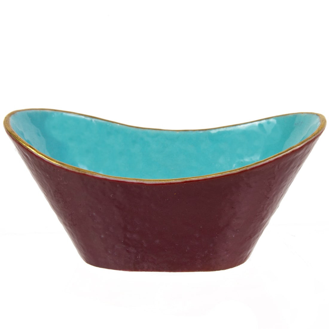 A CHINESE ENAMELED INGOT FORM CUP