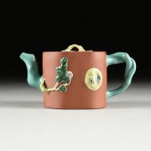 A CHINESE ENAMELED YIXING TEAP