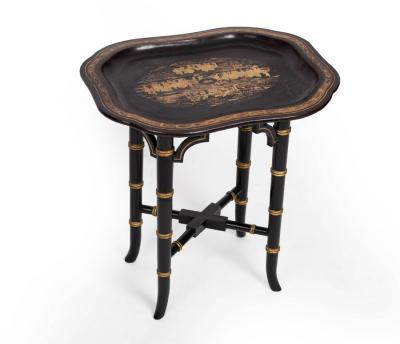 A Chinese export black lacquer tray