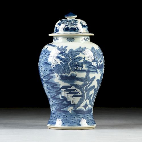 A CHINESE EXPORT CANTON BLUE AND
