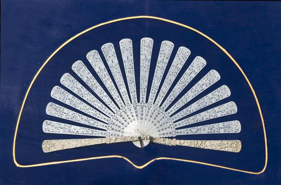 A Chinese Export Carved Ivory Fan