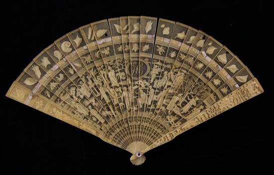 A Chinese export ivory brise fan