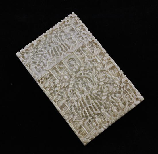 A Chinese Export ivory card case