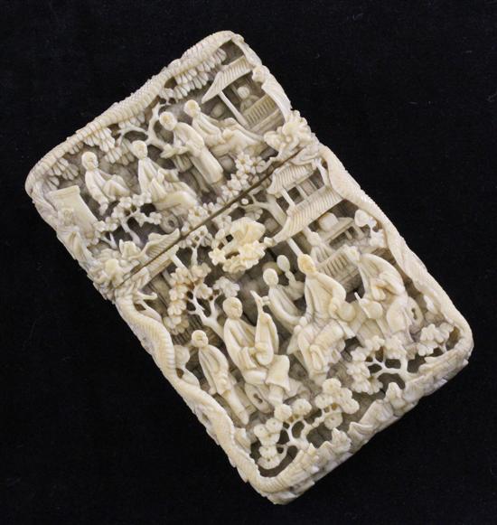 A Chinese Export ivory card case