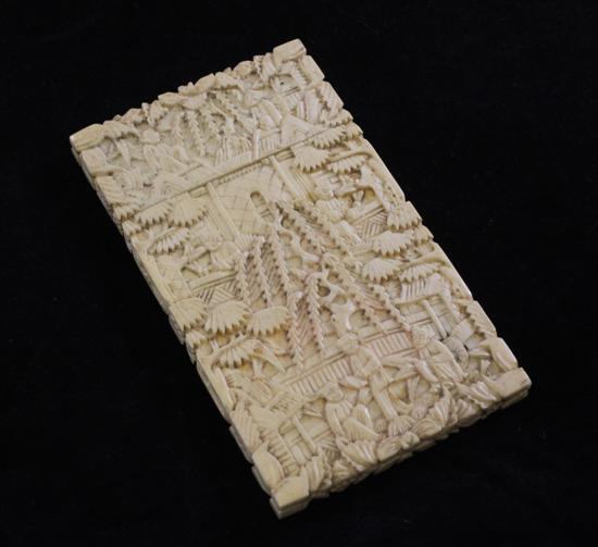 A Chinese Export ivory card case