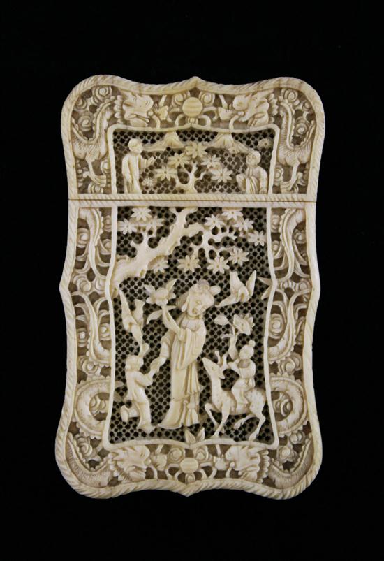 A Chinese export ivory card case