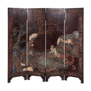 A Chinese Export Lacquer Four-Panel