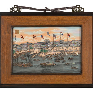 A Chinese Export Painted Plaque