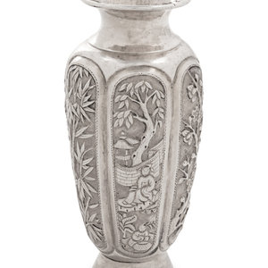 A Chinese Export Petite Silver Vase