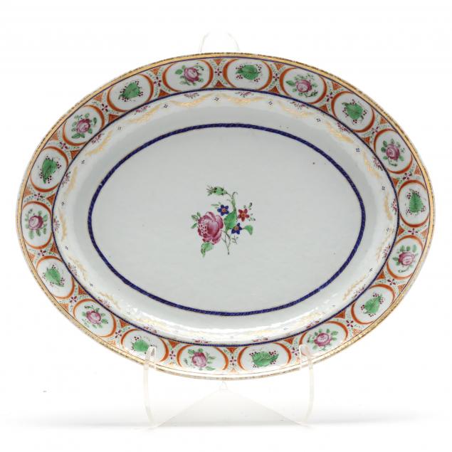 A CHINESE EXPORT PORCELAIN OVAL