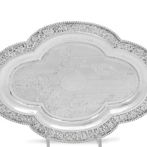 A Chinese Export Silver Card Tray