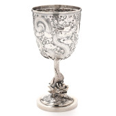 A CHINESE EXPORT SILVER 'DRAGO