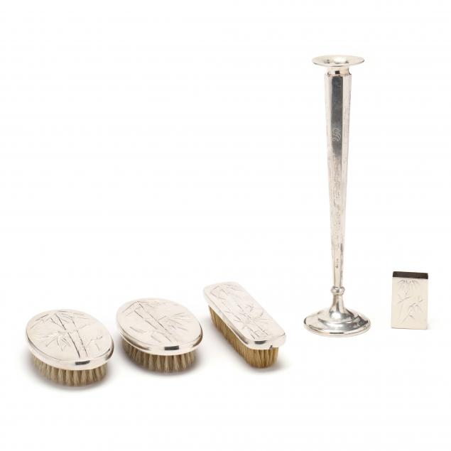 A CHINESE EXPORT SILVER DRESSER SET