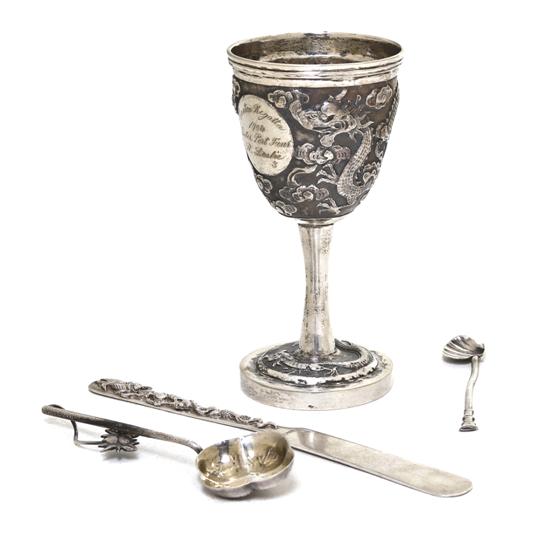 A Chinese Export Silver Stem Cup