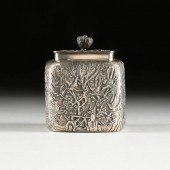 A CHINESE EXPORT SILVER TEA CA