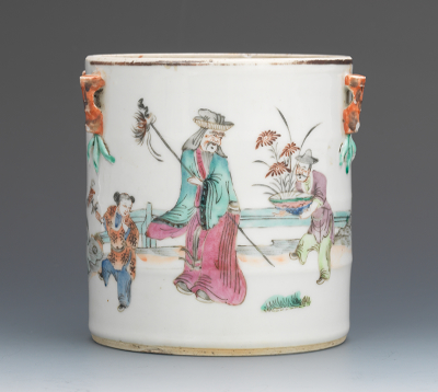 A Chinese Famille Rose Brushpot