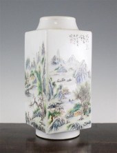 A Chinese famille rose 'cong'
