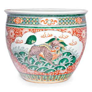 A Chinese Famille Verte Fish Bowl