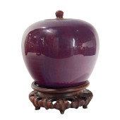 A CHINESE FLAMBE GLAZED COVERE
