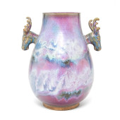 A CHINESE FLAMBE GLAZED PORCEL