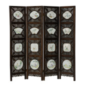 A CHINESE FOUR-PANEL PORCELAIN
