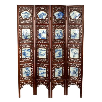 A Chinese four-panel screen, each