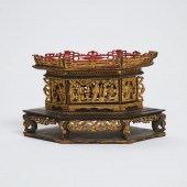 A Chinese Gilt and Black Lacqu
