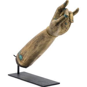 A Chinese Gilt Bronze Buddha Hand