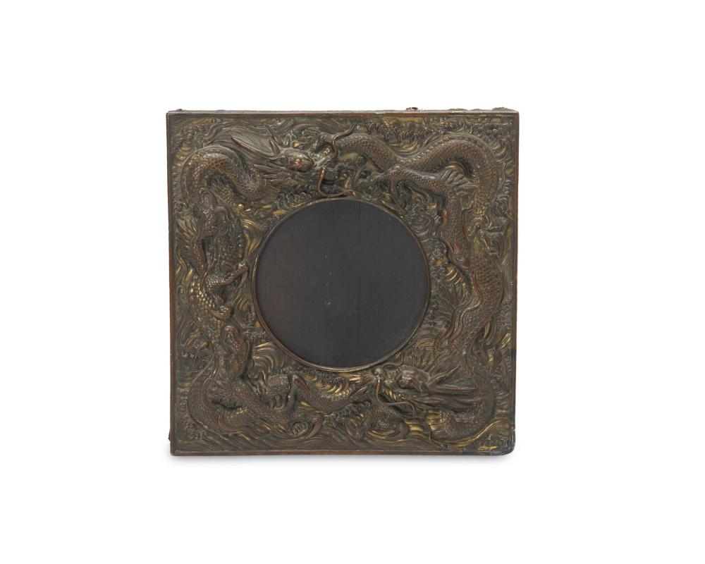 A CHINESE GILT BRONZE DRAGON FRAMEA