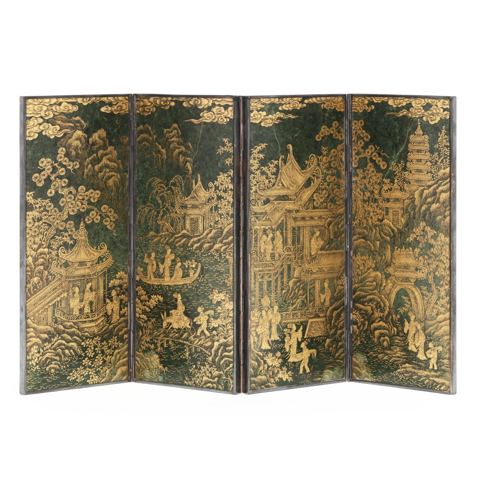A CHINESE GILT DECORATED SPINACH