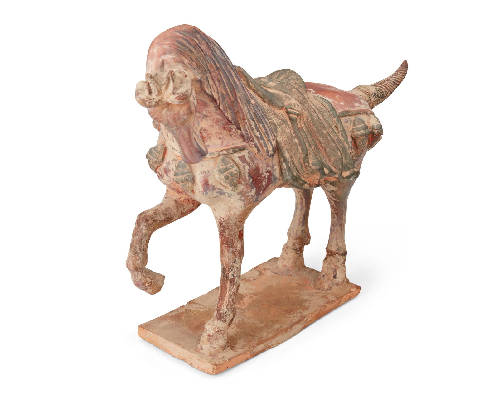 A CHINESE GLAZED POTTERY FIGURE