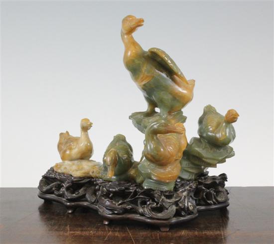 A Chinese green and russet jade