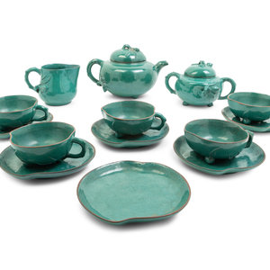 A Chinese Green Glazed Zisha