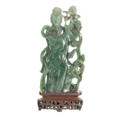 A CHINESE GREEN JADEITE FIGURE