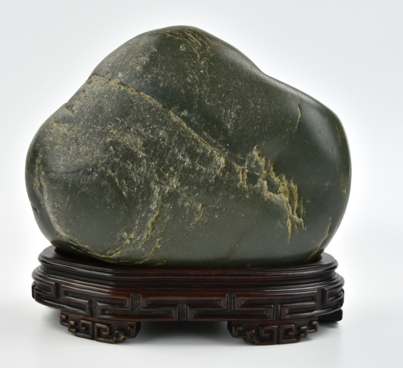 A CHINESE GREEN JADEITE SHANZI &