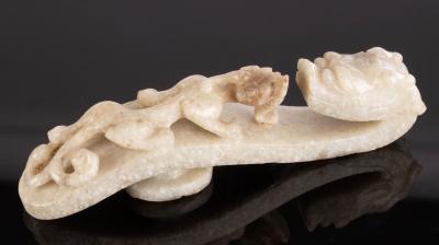 A Chinese grey jade belt hook, 19th
