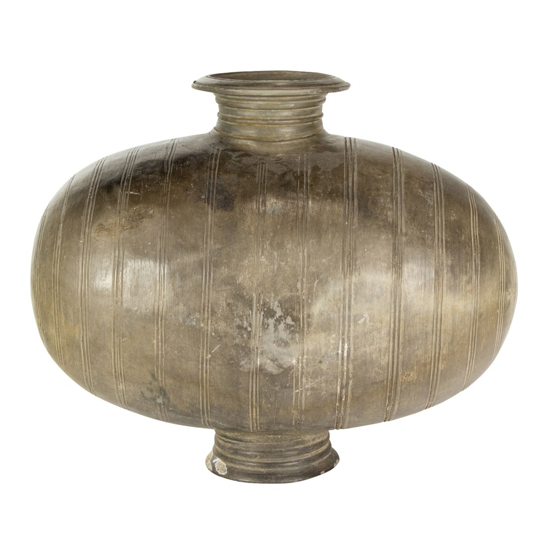 A CHINESE GREY POTTERY COCOON VASEA