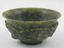 A Chinese hardstone bowl carved