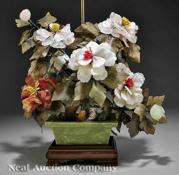A Chinese Hardstone Floral Tree