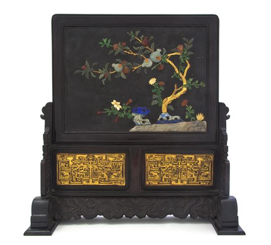 A Chinese Hardwood and Hardstone